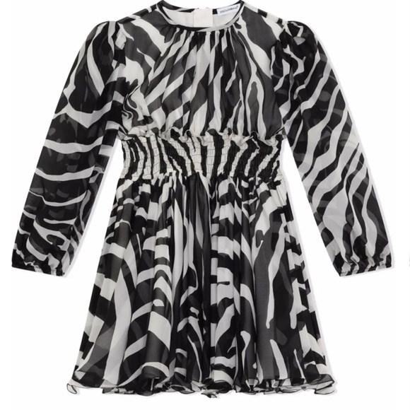 Dolce & Gabbana Other - Dolce & Gabbana Zebra Print Silk Chiffon Mini Dress Evening Cocktail Designer
